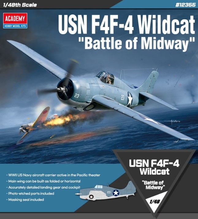 Academy 12355 F4F-4 Wildcat Battle of Midway 1/48 Scale Plastic Model Kit