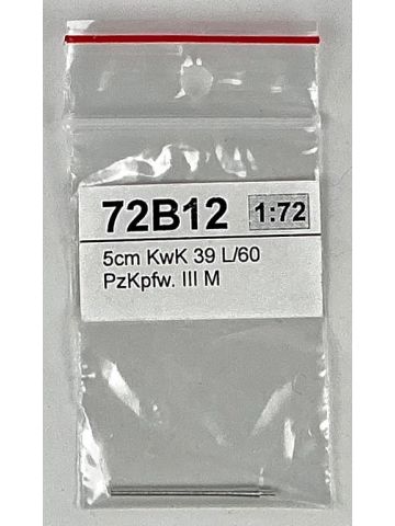 RB Model 72B12 5cm KwK 39 L/60 PzKpfw. III M 1/72 Scale Metal Barrel