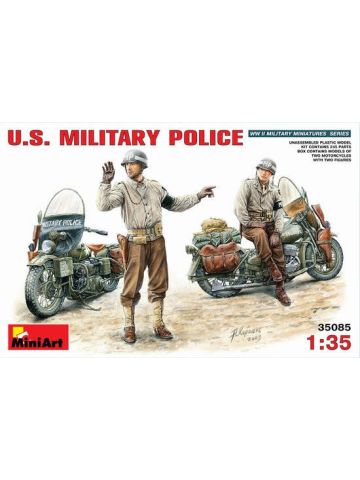 MiniArt 35085 US Military Police with 2 Motorcycles 1/35 Scale Plastic Model Kit