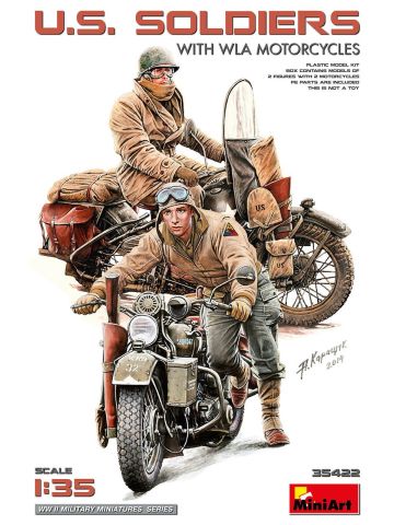 MiniArt 35422 US Soldiers with WLA Motorcycles 1/35 Scale Plastic Model Kit