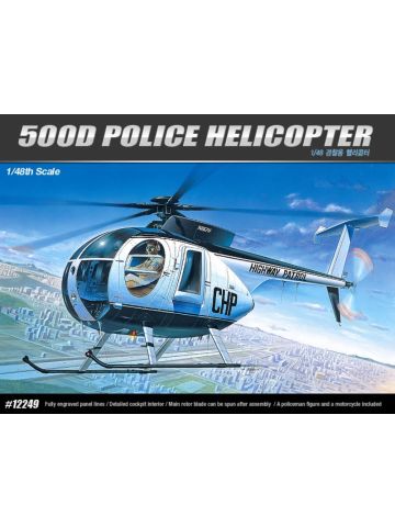 Academy 12249 Hughes 500D Police Helicopter 1/48 Scale Plastic Model Kit