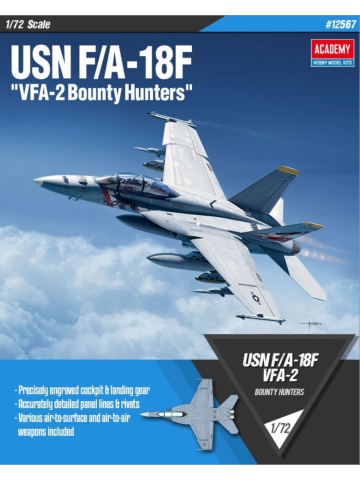 Academy 12567 F/A-18F Super Hornet VFA-2 'Bounty Hunters' 1/72 Scale Model Kit