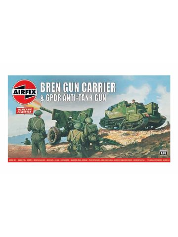 Airfix 01309V WWII British Bren Carrier & 6 pdr AT Cannon 1/76 Scale Model Kit