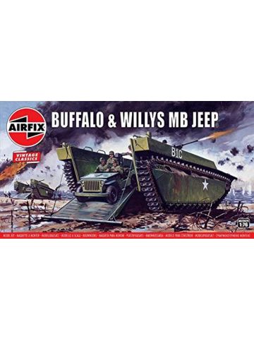 Airfix 02302V Buffalo Amphibian LVT & Jeep 1/76 Scale Plastic Model Kits