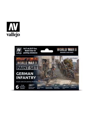 Vallejo 70206 WWII German Infantry Paint Set (6 Colors) 17ml Bottles