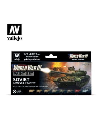 Vallejo 70221 WWIII Soviet Armor & Infantry Paint Set (8 Colors) 17ml Bottles