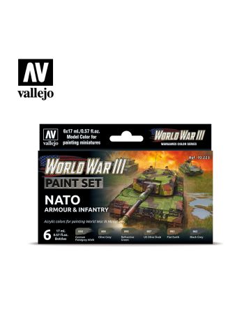 Vallejo 70223 WWIII NATO Armor and Infantry Paint Set (6 Colors) 17ml Bottles