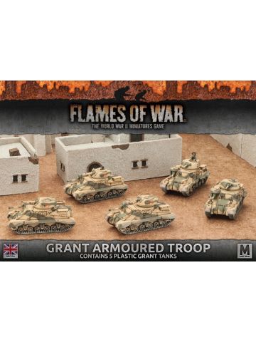 Flames of War BBX37 Grant Armored Troop (5 Tanks) Plastic Gaming Miniatures