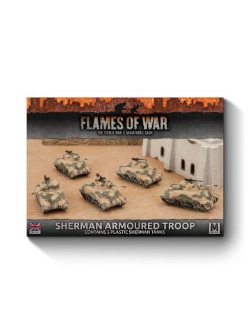 Flames of War BBX42 Mid War Sherman Armoured Troop (5 Tanks) Gaming Miniatures