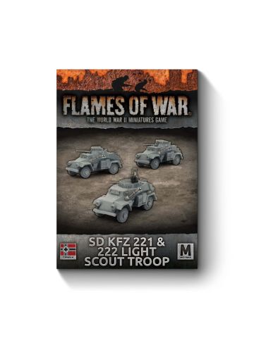 Flames of War GBX112 Mid War Sd.Kfz. 221 & 222 Light Scout Troop (3) Gaming Miniatures