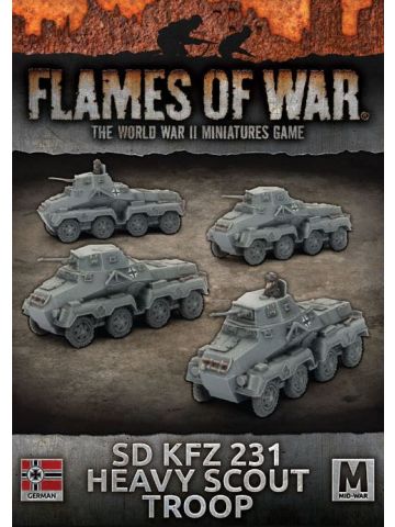 Flames of War GBX113 Sd Kfz 231 Scouts Mid-War (4 Vehicles) Gaming Miniatures