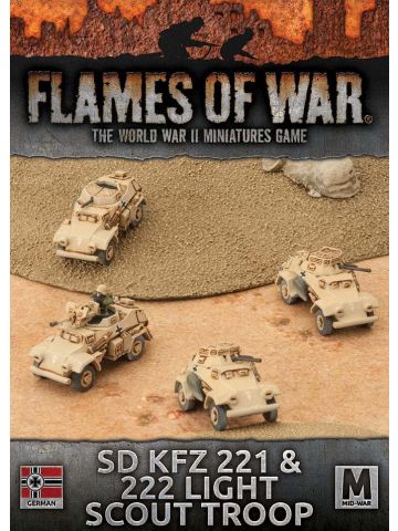 Flames of War GBX92 Mid War Sd.Kfz. 221 & 222 Light Scout Troop (4) Miniatures