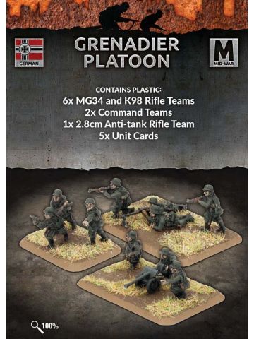 Flames of War GE756 Grenadier Platoon (43 Figures) Plastic Gaming Miniatures