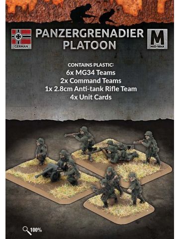 Flames of War GE757 Panzergrenadier Platoon (30 Figs & 1 Gun) Gaming Miniatures