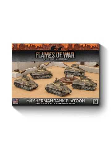 Flames of War UBX55 Mid War M4 Sherman Tank Platoon (5 Tanks) Gaming Miniatures