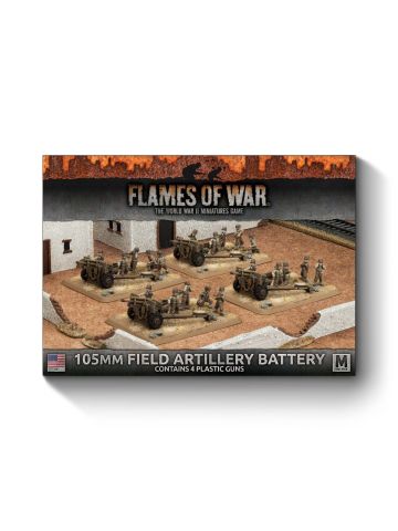 Flames of War UBX60 Mid War 105mm Field Artillery Battery (4) Gaming Miniatures