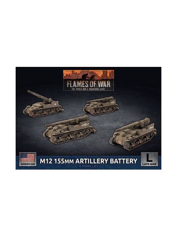Flames of War UBX84 M12 155mm Artillery Battery (4 SP Guns) Gaming Miniatures
