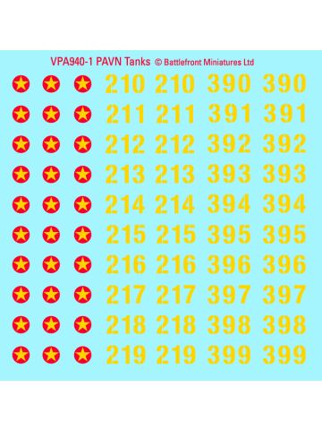 Nam 1965-1972 VPA940 PAVN Decal Sheets for Gaming Miniatures