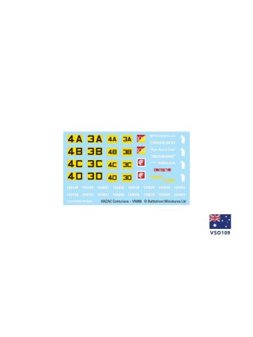 Nam 1965-1972 VSO109 Centurion Decal Sheet for Gaming Miniatures