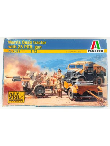 Italeri 7027 Morris Quad Tractor & 25 Pdr Gun 1/72 Scale Model Kit Open Box