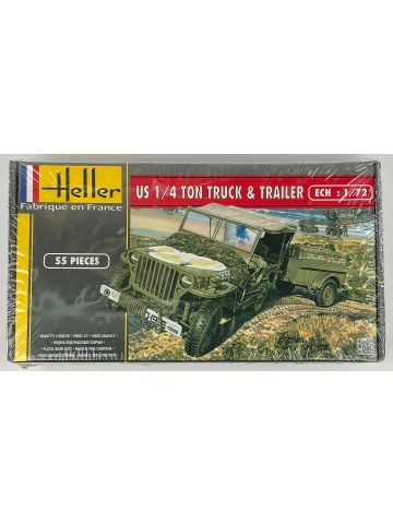 Heller 79997 US 1/4 Ton Truck & Trailer 1/72 Scale Model Kit Shrink-Wrapped