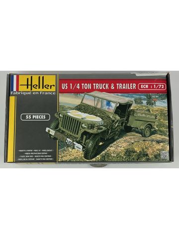 Heller 79997 US 1/4 Ton Truck & Trailer 1/72 Scale Model Kit Sealed Box