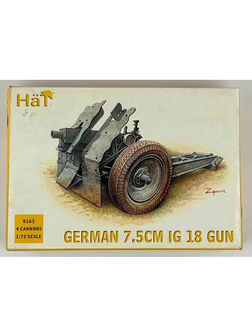 Hat 8163 German 7.5cm IG 18 (4 Cannons) 1/72 Scale Plastic Model Kit