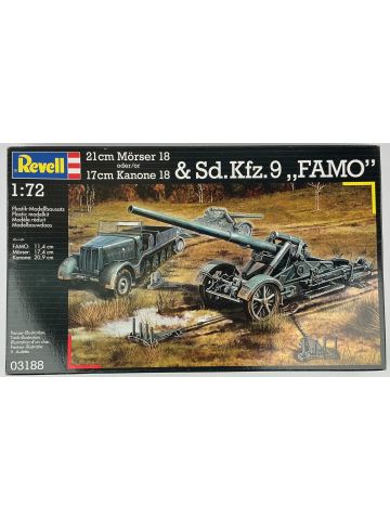 Revell 03188 Sd.Kfz. 9 'FAMO' & Towed Artillery 1/72 Scale Model Kit Open Box