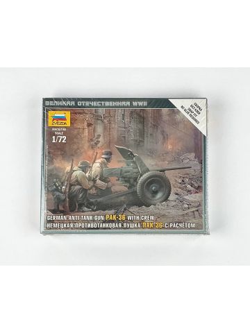 Zvezda 6114 German Anti-Tank Gun Pak-36 With Crew 1/72 Scale Plastic Model Kit