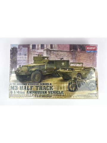 Academy 13408 M3 Half Track & 1/4 Ton Amphibian Vehicle 1/72 Scale Model Kit