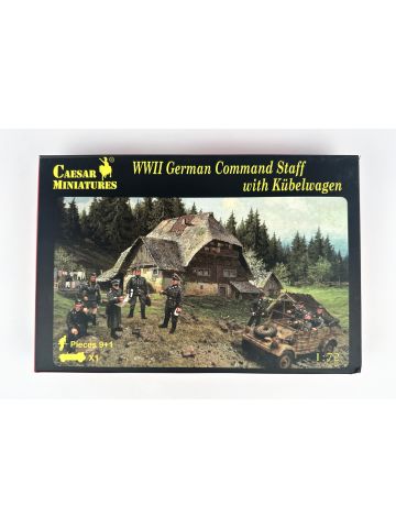 Caesar Miniatures WWII German Command Staff with Kubelwagen 1/72 Scale Model Kit
