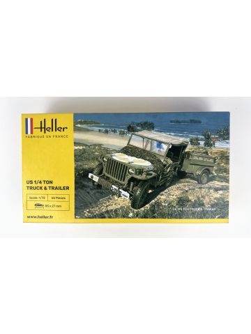 Heller 79997 US 1/4 Ton Truck & Trailer 1/72 Scale Plastic Model Kit