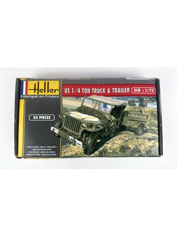 Heller 79997 US 1/4 Ton Truck & Trailer 1/72 Scale Plastic Model Kit
