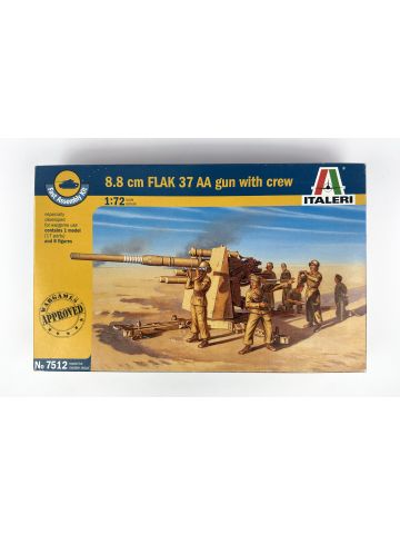 Italeri 7512 8.8 cm Flak 37 AA Gun with Crew 1/72 Scale Plastic Model Kit