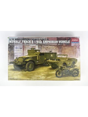 Academy 13408 M3 Half Track & 1/4 Ton Amphibian Vehicle 1/72 Scale Model Kit