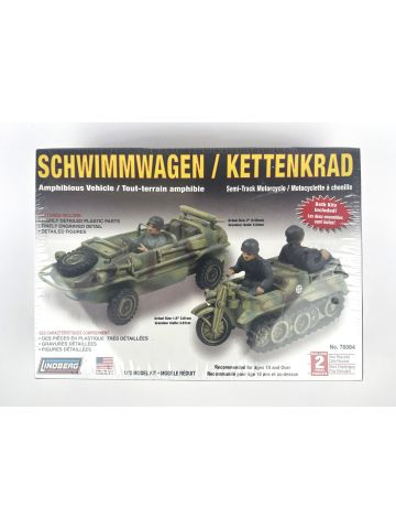 Lindberg 76084 Schwimmwagen / Kettenkrad Amphibious Vehicle 1/72 Scale Model Kit