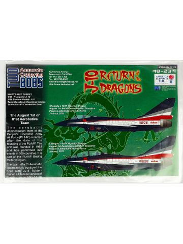 Two Bobs 48-234 J-10 'Return of the Dragons' Chinese Demo Decal Set 1/48 Scale