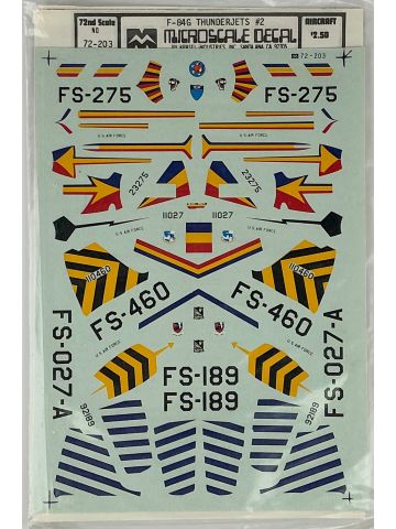 Microscale 72-203 F-84G Thunderjets #2 1/72 Scale Model Aircraft Decals