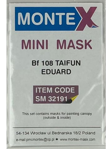 Montex SM32191 Messerschmitt Bf-108 Taifun 1/32 Scale Canopy Masking Set