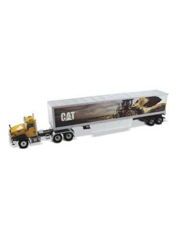 Diecast Masters 85666 Cat CT660 with Cat Mural Trailers 1/50 Scale Model