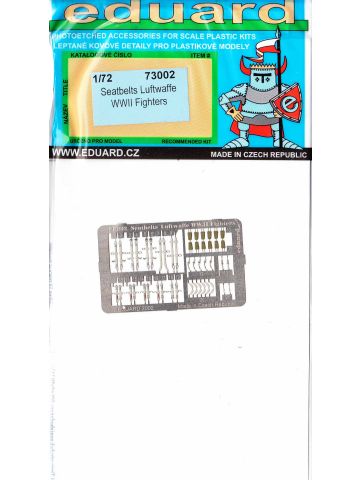 Eduard 73002 WWII Luftwaffe Fighter Seatbelts 1/72 Scale Photoetch Detail Set