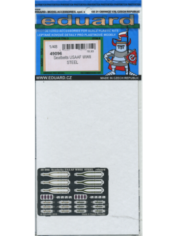 Eduard 49096 USAAF Fighter WWII Seatbelts Painted Steel for 1/48 Scale Aircraft