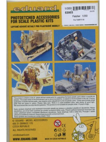 Eduard 53003 Fletcher Photo-Etched Detail Set for 1/350 Scale Tamiya Model Kit