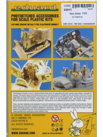 Eduard 53011 New Jersey Photo-Etched Detail Set for 1/350 Scale Tamiya Model Kit