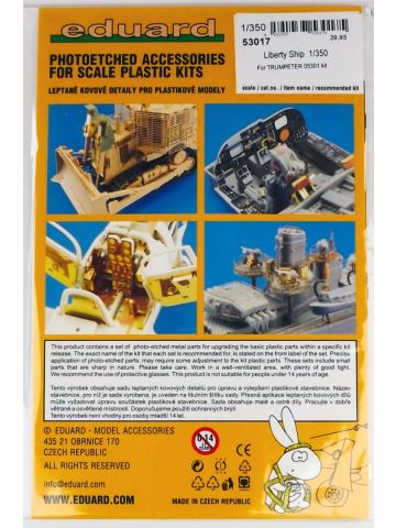 Eduard 53017 Liberty Ship Photoetched Detail Set for Trumpeter 1/350 Scale Kits