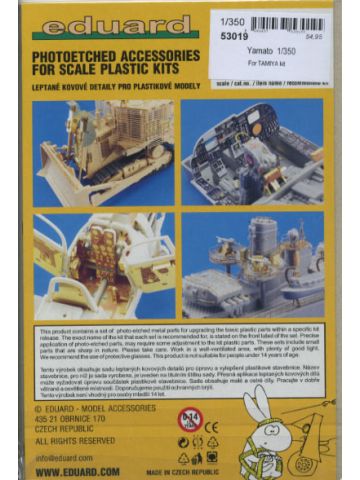 Eduard 53019 Yamato Photo-Etched Detail Set for 1/350 Scale Tamiya Model Kit