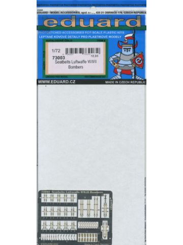 Eduard 73003 WWII Luftwaffe Bomber Seatbelts 1/72 Scale Color Photoetch