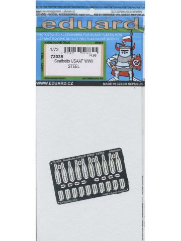 Eduard 73035 WWII USAAF Aircraft Seat Belts 1/72 Scale Color Photoetch Steel
