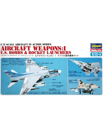 Hasegawa 35001 US Aircraft Weapons I 1/72 Scale US Bombs/Rocket Launchers