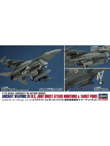 Hasegawa 35114 US Air Weapons IX JDAM & Target Pods 1/72 Scale For Model Kits
